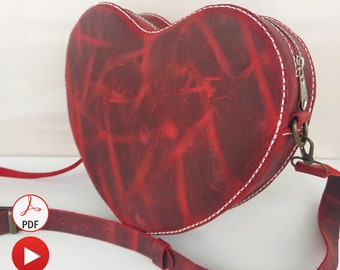 Molde exclusivo para bolsa de couro com formato de coração, ideal para o Dia dos Namorados. Modelo minimalista para costurar uma bolsa estilo "amor". Molde simples para bolsa transversal.