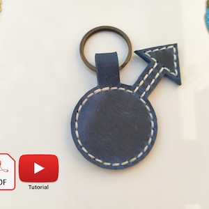 Leather Male Symbol Keychain Pattern, Man Keychain Pdf, Leather Pattern, Men Symbol, Mars Symbol