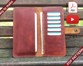 Simple Leather Long Wallet Pattern, Easy Phone Wallet Pattern, Unisex Leather Pattern Pdf, A4 + Letter (US) Format