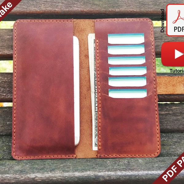 Simple Leather Long Wallet Pattern, Easy Phone Wallet Pattern, Unisex Leather Pattern Pdf, A4 + Letter (US) Format