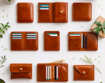 Bundel leren portemonneepatroon voor beginners inclusief gratis patroon leren portemonnee, set van 9 minimalistisch leren portemonneepatroon
