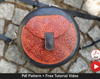 Leather Circle Bag Pattern, Round Crossbody Bag Pattern, Small Leather Bag Pattern, Designer Shoulder Bag Pattern, Easy Bag Pattern