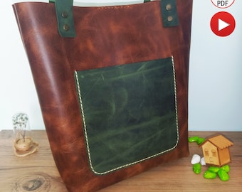 Small Leather Tote Bag Pattern with Front Pocket, Tiny Bag Pattern, Reticule Bag Pattern, Tooled Leather Pattern, Leather Craft Pattern