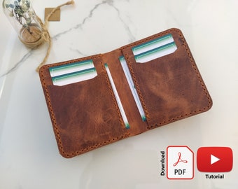 Vertical Bifold Leather Wallet Pdf Pattern, Leather Wallet Template with Cash Slot, A4 + Letter (US) Format