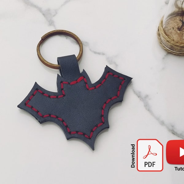 Leather Halloween Bat Keychain Pattern, Easy Halloween Pattern Pdf, Halloween Gift Pdf, DIY Bat Keyring