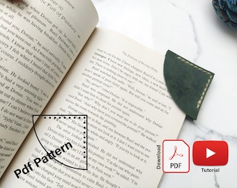 Minimalist Leather Quarter Circle Bookmark Pdf Pattern, Leather Digital Pdf Template with Tutorial