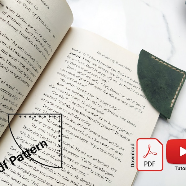 Minimalist Leather Quarter Circle Bookmark Pdf Pattern, Leather Digital Pdf Template with Tutorial