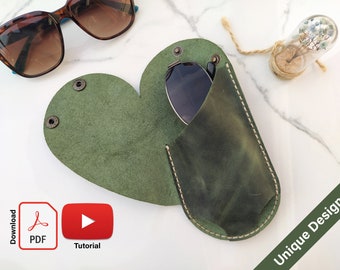 Birthday/Anniversary Gift Leather Heart Glasses Case Pattern, Leather Pattern Pdf for Sunglasses Case, Leather Template with Video Tutorial