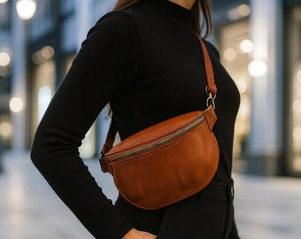 Leather Crossbody Fanny Pack Pattern, PDF Sewing Pattern for Belt Bag, Leather Bag Pattern, Waist Bag Template