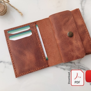Cartera de cuero plegable vertical con ranura para monedas, formato A4 + Carta (EE. UU.), plantilla de cuero digital