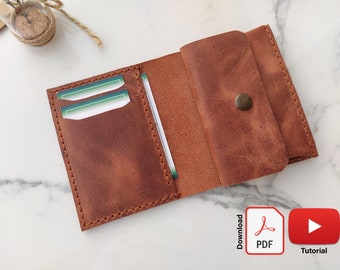 Leather Vertical Bifold Wallet with Coin Slot, A4 + Letter (US) Format, Digital Leather Template