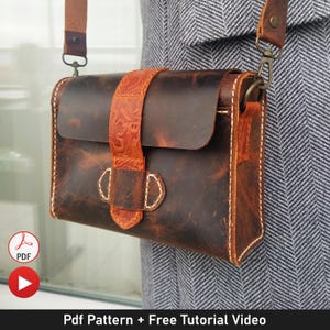 Modern Leather Crossbody Bag Pattern, Leather Shoulder Bag Template, Leather Pdf Pattern
