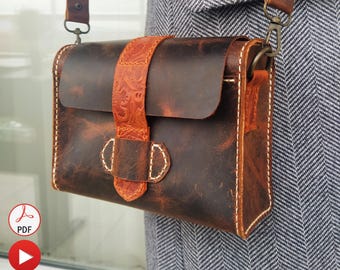 Patrón de bolso bandolera de cuero moderno, plantilla de bolso de hombro de cuero, patrón de cuero en PDF
