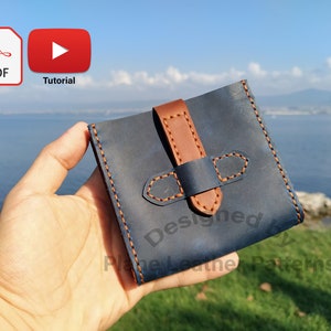 Leder PDF Schnittmuster für kurze Geldbörse mit kombinierter Tasche, quadratische Geldbörse Vorlage, Leder Geldbörse Pdf, Youtube Tutorial