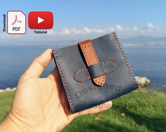 Leather PDF Pattern for Short Wallet with Combined Bag, Square Wallet Template, Leather Wallet Pdf, Youtube Tutorial