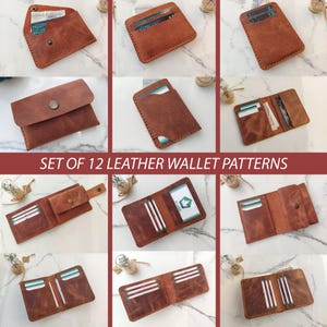 12 in 1 Lederbrieftaschenmuster-Set mit zusätzlichen Geschenken, Lederkartenhalter-Bundle, 100% Leder Handwerksvorlagen, Ledermuster Pdf
