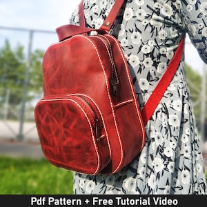 Leder Rucksack Schnittmuster für Damen, Pdf Rucksack Schnittmuster, Leder Schnittmuster, Ledertasche Schnittmuster, Ledertasche Schnittmuster, Tutorial Video