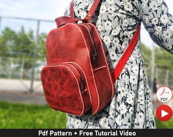 Leather Backpack Pattern for Women, Pdf Backpack Pattern, Leather Pattern, Leather Bag Pattern, Leather Bag Template, Tutorial Video