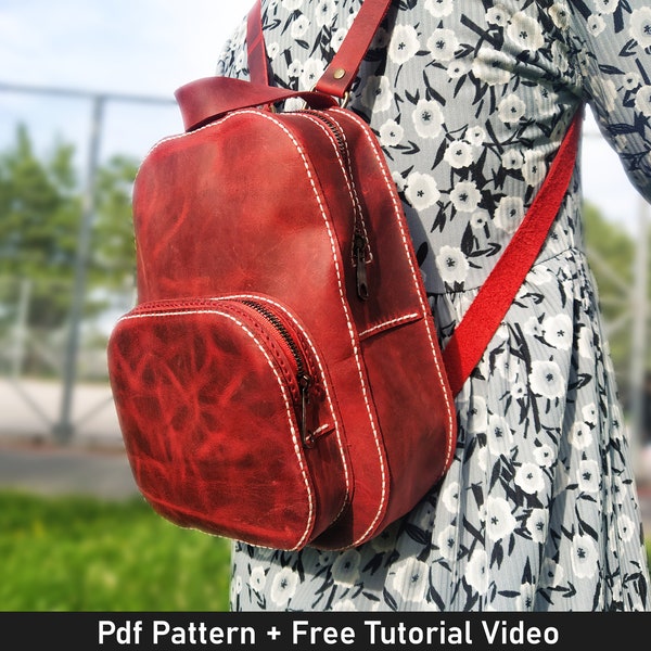 Leather Backpack Pattern for Women, Pdf Backpack Pattern, Leather Pattern, Leather Bag Pattern, Leather Bag Template, Tutorial Video