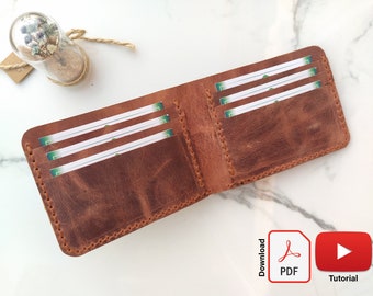 Classic Leather Bifold Wallet Pdf Pattern with 6 Credit Card Slots, A4+Letter Format+Video Tutorial