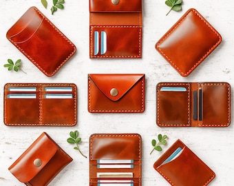 Set of 9 Leather Wallet Pattern Bundle, Free Leather Pattern Including