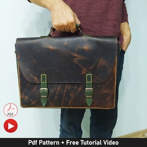 Patrón de bolso mensajero grande de cuero, patrón de maletín, patrón de bolso para computadora portátil