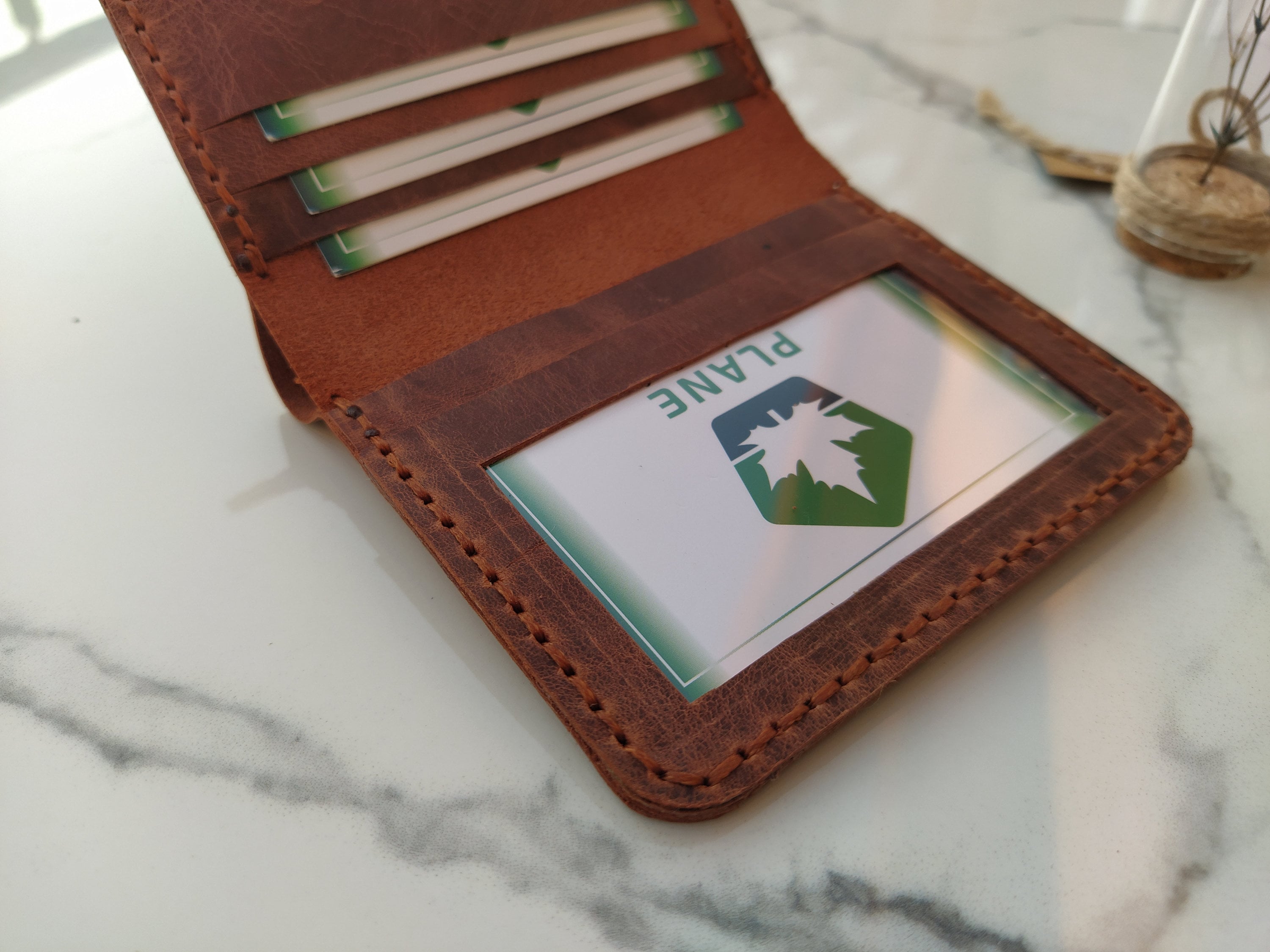 Leather Id Window Card Holder Wallet Pdf Pattern Bifold Etsy