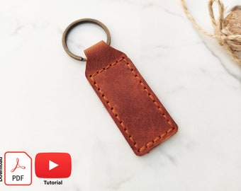 Making a Rectangle Leather Keychain with Pdf Pattern, Digital Pdf Template, DIY Leather Accessories