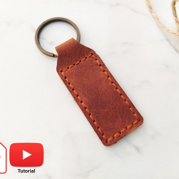 Making a Rectangle Leather Keychain with Pdf Pattern, Digital Pdf Template, DIY Leather Accessories