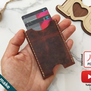 Padrão de carteira de porta-cartão de crédito minimalista, modelo de carteira fina, PDF de carteira fofa, padrão de carteira pequena, padrão de cartão de visita