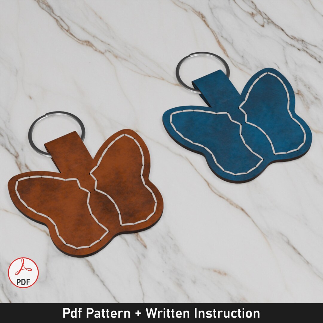 Leather Butterfly Keychain Pdf Pattern, Leather Keychain Template, Pdf ...