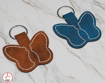 Leren vlindersleutelhanger pdf-patroon, leren sleutelhangersjabloon, pdf-leerpatroon