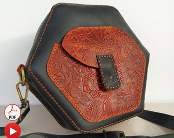 Special Designed Leather Hexagon Bag Pattern, Woman Bag Pdf Pattern, Leather Bag Template