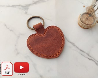 Birthday/Anniversary Gift Leather Heart Shaped Keychain Pdf Pattern, Keychain Template, How to Make Leather Key Fob