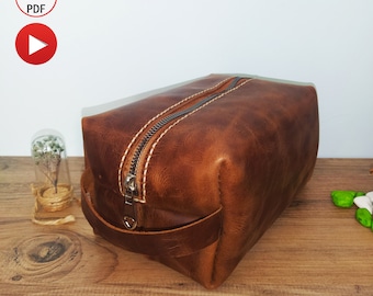 Leather Unisex Dopp Kit Pdf Pattern, Men Toiletry Bag Pattern, Women Make-up Bag Template, Small Travel Bag Pdf, Cosmetic Bag Pattern