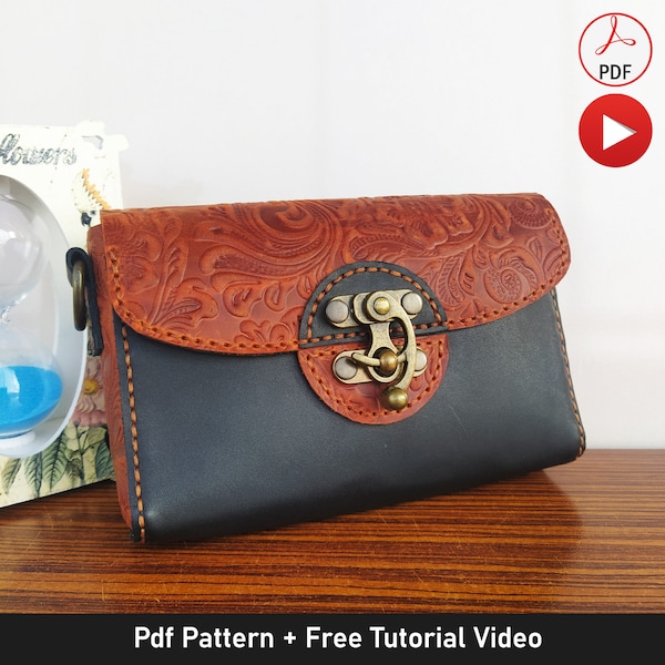 Leather Clutch Pattern for Special Evening, Leather Purse Pattern, Leather Craft Pattern, Leather Sewing Pattern, Leather Bag Pdf Pattern