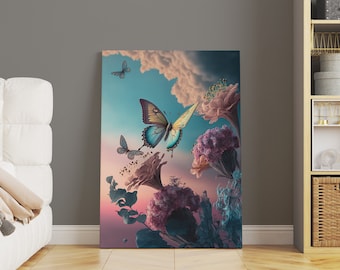 Fantasy Butterfly Canvas Art Print | Nursery wall art, Butterfly art print, Butterfly wall art, Butterfly canvas wall art, Butterflies print