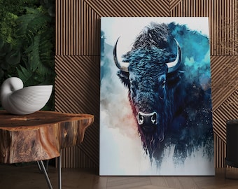 Blue Buffalo Print | Buffalo Canvas Print, Buffalo Art Print, Buffalo Canvas, Buffalo Wall Art, Buffalo Picture, Wildlife prints, wildlife