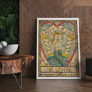 Tarot Card Print Toile Mur Art | Carte de Tarot Les Amoureux, Impression de Cartes de Tarot, Impression de Tarot, Impression Murale de Carte de Tarot, Art Mural de Carte de Tarot, Tarot