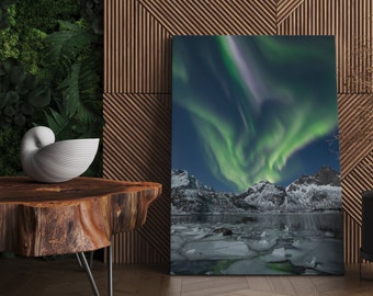 Northern lights Canvas Wall Art Print | Northern lights print, Northern lights wall art, Aurora borealis print, Mountain wall art, Canvas