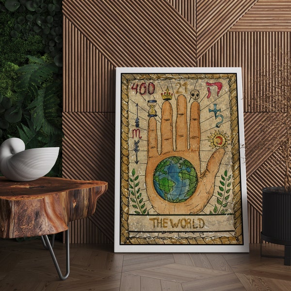 Tarot Card Print Canvas Wall Art | Tarot The World, Tarot Cards Print, Tarot print, Tarot Card Wall Print, Tarot Card Wall Art, Tarot art