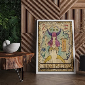 Art mural sur toile imprimé tarot | Carte de tarot la grande prêtresse, impression de cartes de tarot, impression de tarot, impression murale de carte de tarot, art mural de carte de tarot
