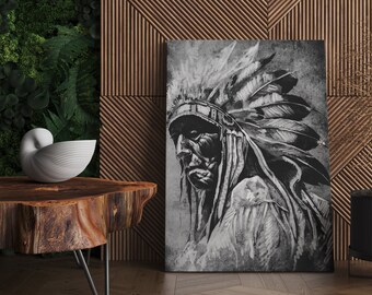 Black and White Native Americans Print | Indigenous art. Native Americans canvas wall art, Native Americans Art, Native Americans Wall Art