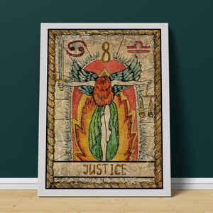 Art mural sur toile imprimé carte de tarot | Tarot Card Justice, Tarot Cards Print, Tarot print, Tarot Card Wall Print, Tarot Card Wall Art, Tarot art