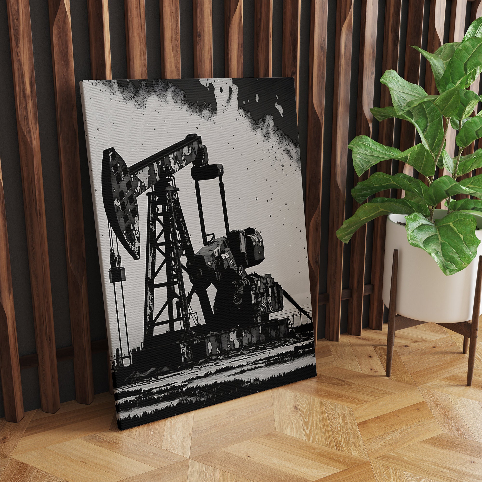Oil and Gas Canvas Wall Art Print | Oil Rig Art, Oil Rig Painting, Oil ...