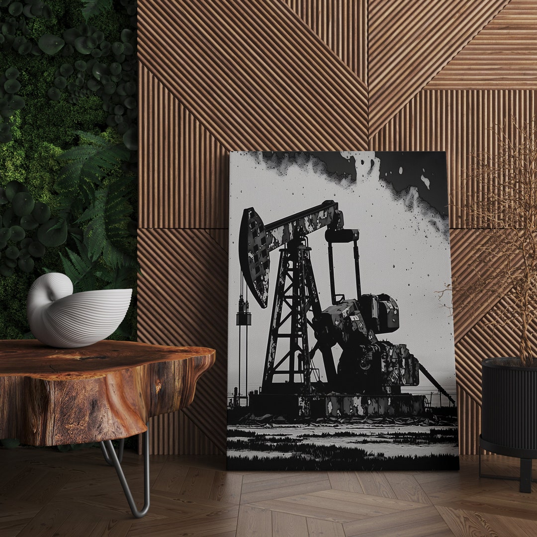 Oil and Gas Canvas Wall Art Print | Oil Rig Art, Oil Rig Painting, Oil ...