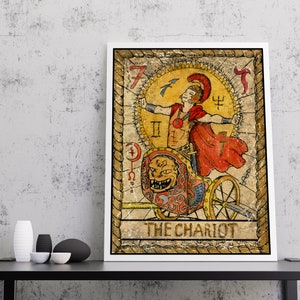 The Chariot Tarot Card | Canvas wall art print, Tarot Print, Tarot Card Print, Tarot Card Art Print, Tarot Card Wall Art, Tarot Card Chariot