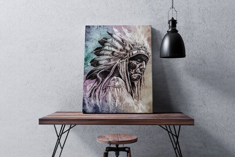 Native americans print | Canvas print wall art, Native americans canvas, Native art print, Native americans art, Chief print, native print