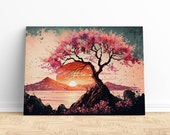 Cherry Blossom Tree Wall Art, Cherry Blossom Canvas, Cherry