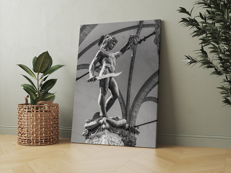 Perseus Canvas Print | Perseus and Medusa Art Print, Greek Statue Print, Greek Print, Greek Mythology Art, Perseus Medusa Print, Greek Art